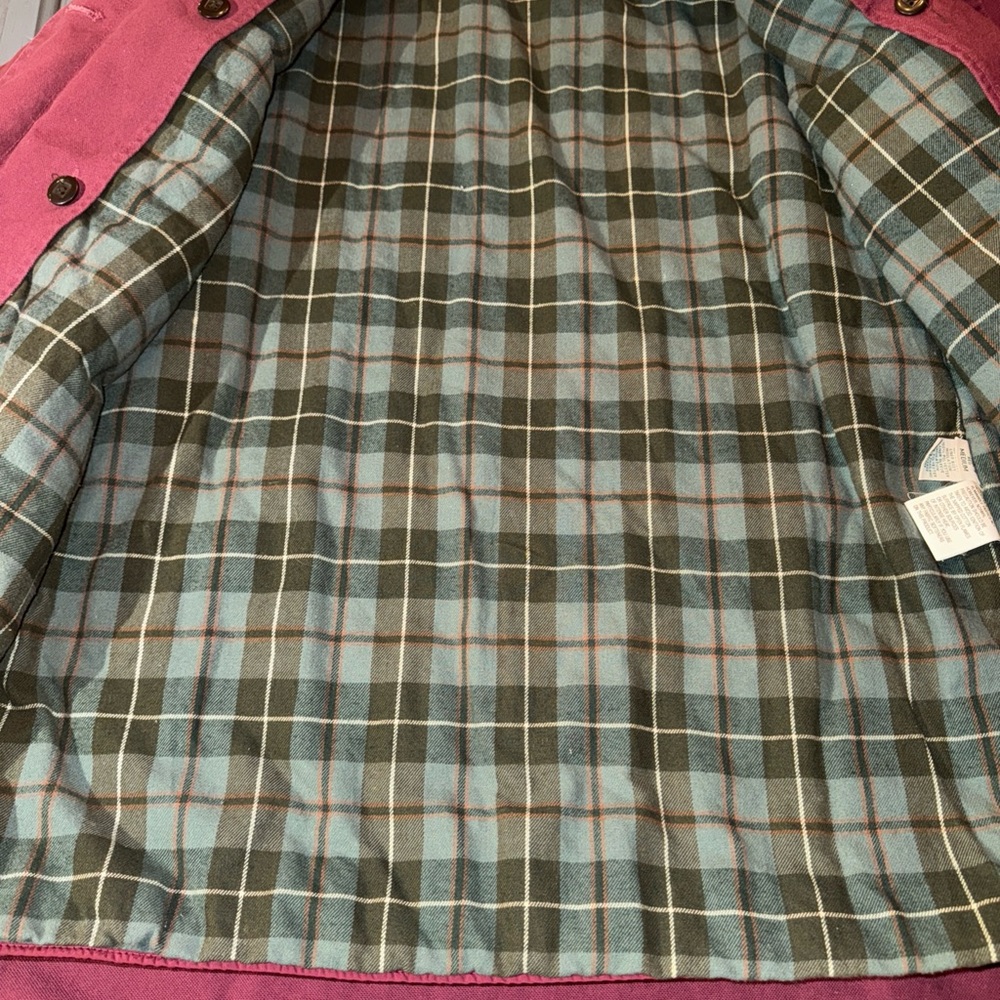 Vtg L.L. Bean Chore Barn Jacket Canvas Coat Womens M Red Primaloft Plaid Lining - Picture 6 of 13